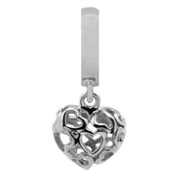Christina Design London sølv hjerte charm med hjerte mønster